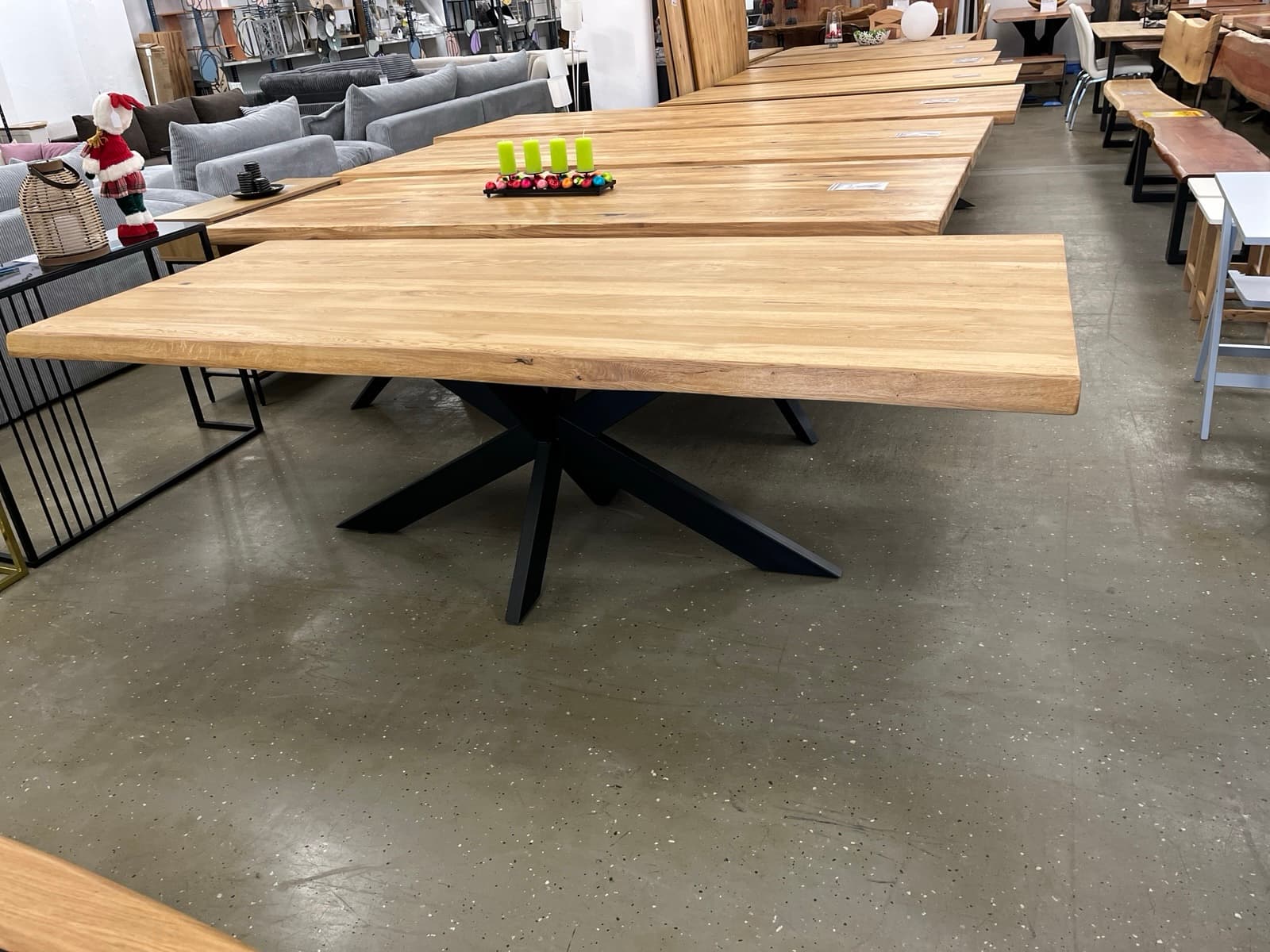 Esstisch aus Eiche Massiv mit Baumkante 240x100x75 cm 60 mm Stark gedoppelt – Bild 3