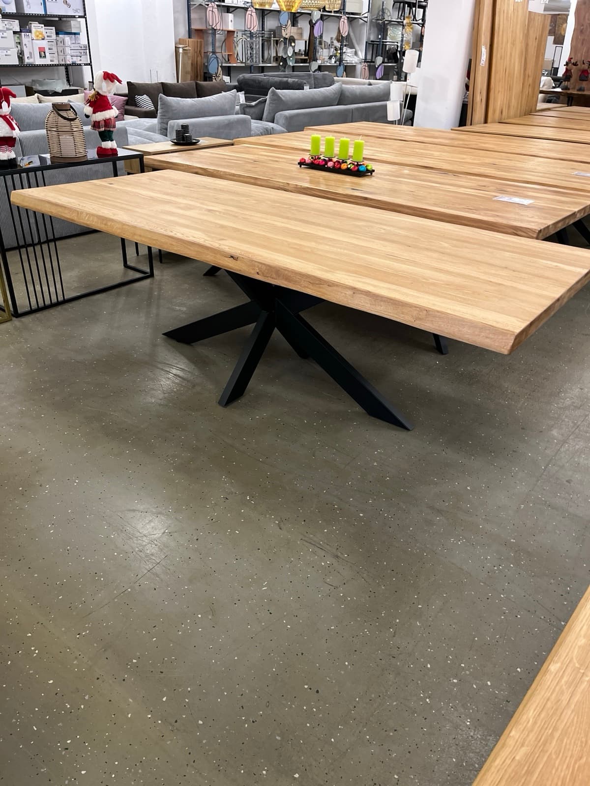 Esstisch aus Eiche Massiv mit Baumkante 240x100x75 cm 60 mm Stark gedoppelt – Bild 2