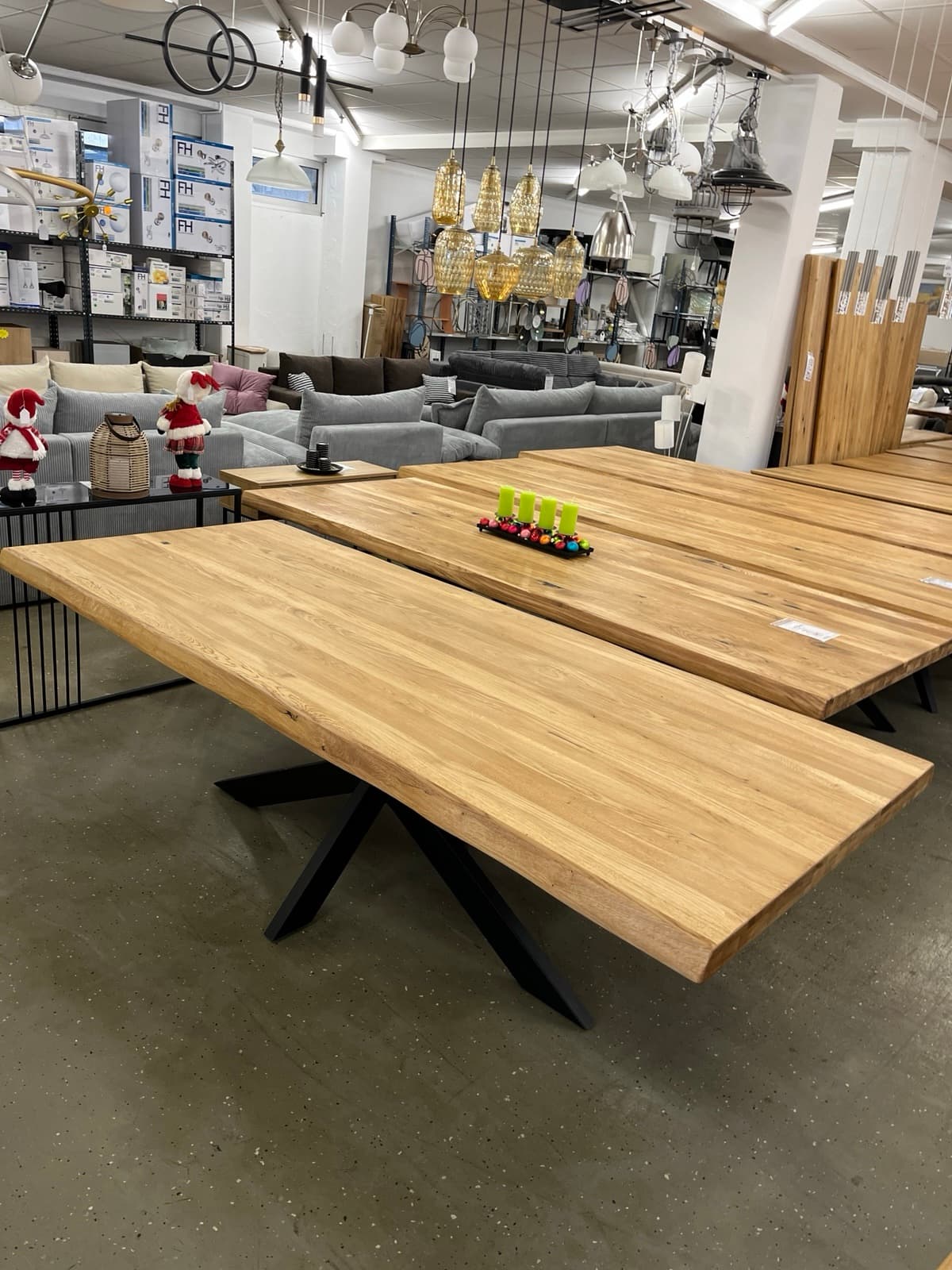 Esstisch aus Eiche Massiv mit Baumkante 240x100x75 cm 60 mm Stark gedoppelt – Bild 5