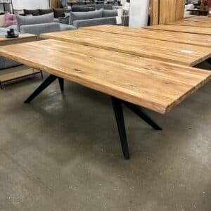 Esstisch aus Eiche Massiv mit Baumkante 260x100x75 cm 60 mm Stark gedoppelt
