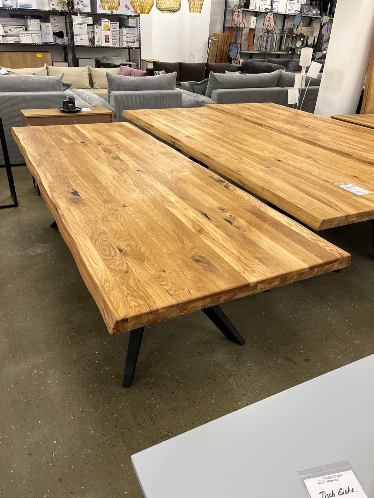 Esstisch aus Eiche Massiv mit Baumkante 240x100x75 cm 60 mm Stark gedoppelt – Bild 8