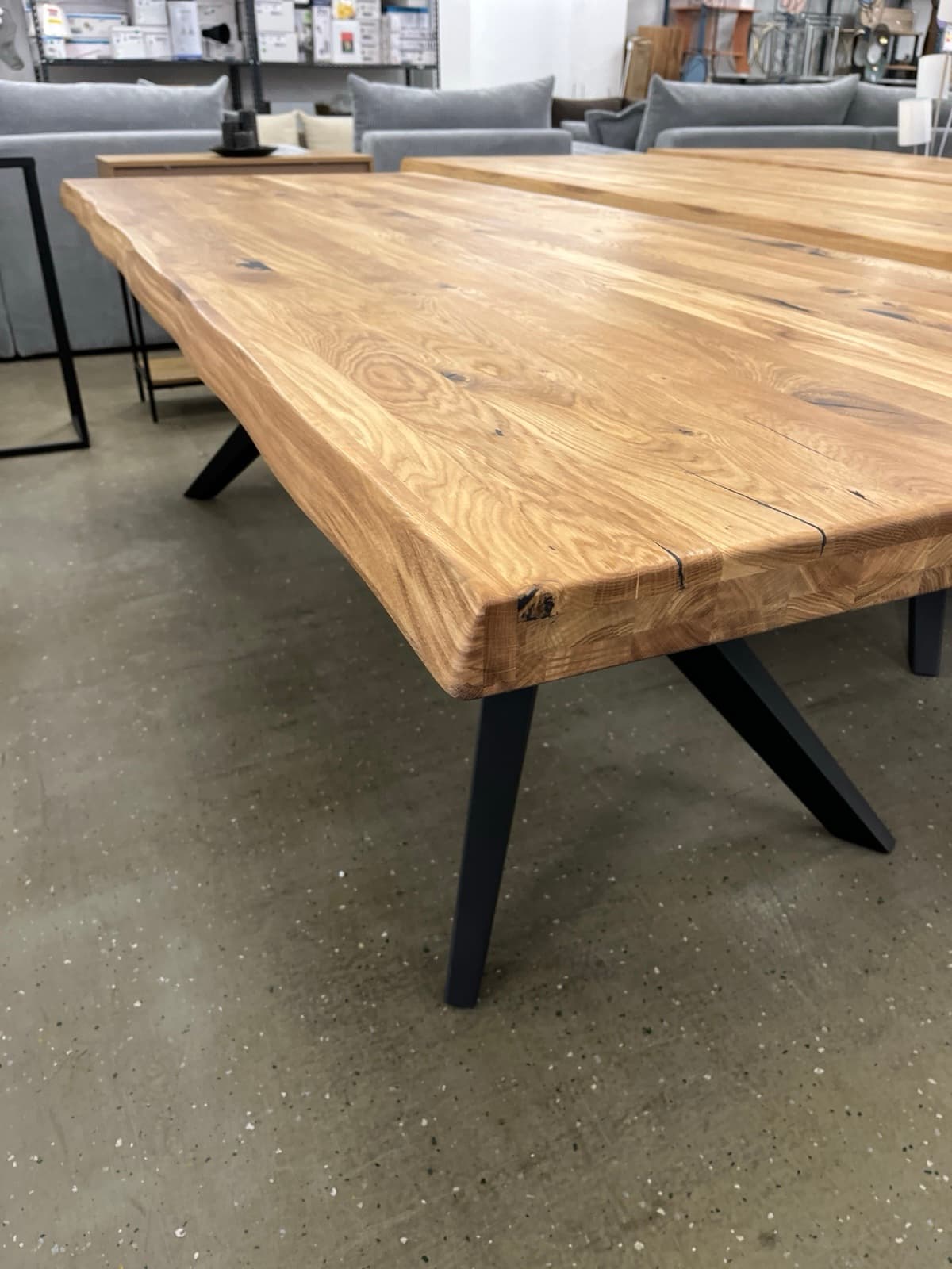 Esstisch aus Eiche Massiv mit Baumkante 260x100x75 cm 60 mm Stark gedoppelt – Bild 4