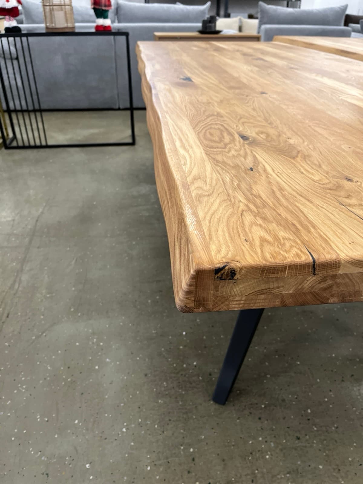 Esstisch aus Eiche Massiv mit Baumkante 260x100x75 cm 60 mm Stark gedoppelt – Bild 5