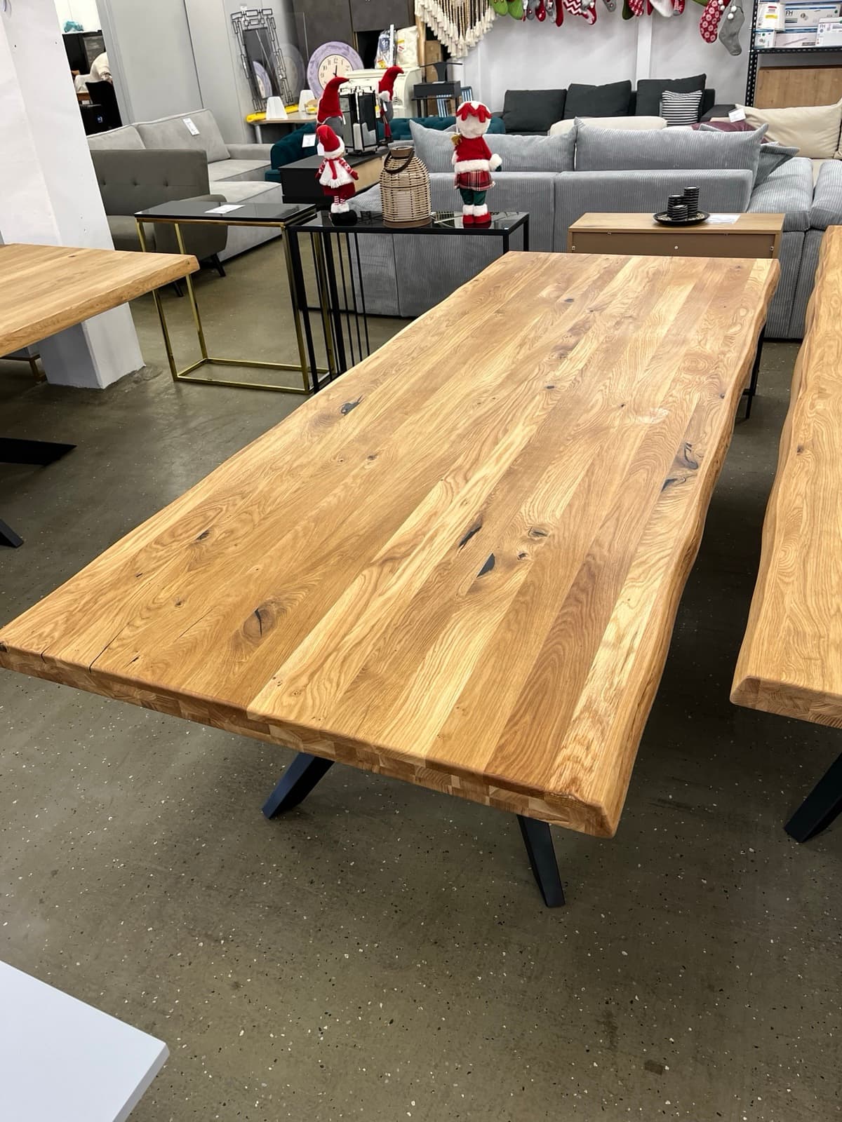 Esstisch aus Eiche Massiv mit Baumkante 260x100x75 cm 60 mm Stark gedoppelt – Bild 13