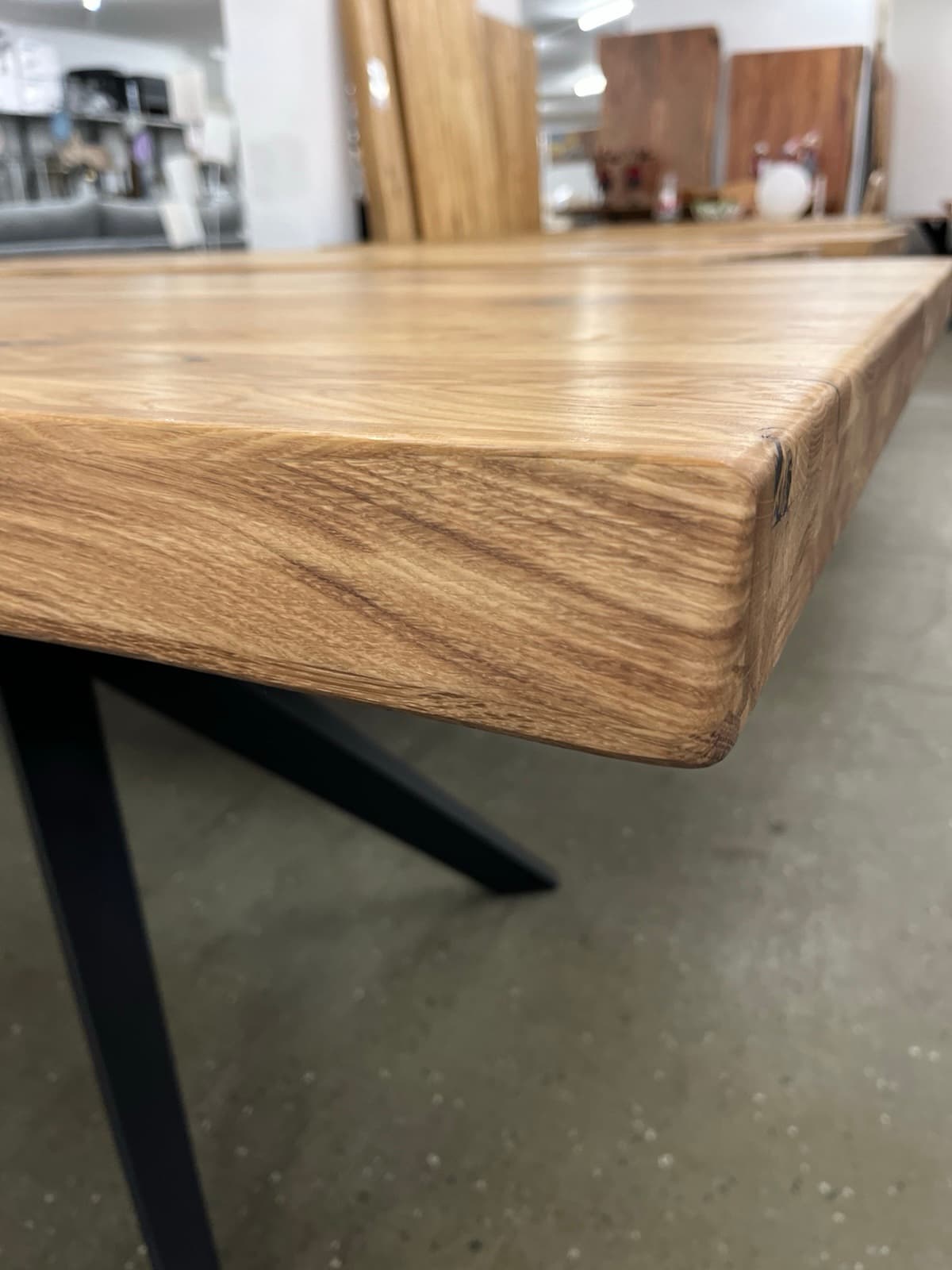Esstisch aus Eiche Massiv mit Baumkante 260x100x75 cm 60 mm Stark gedoppelt – Bild 16