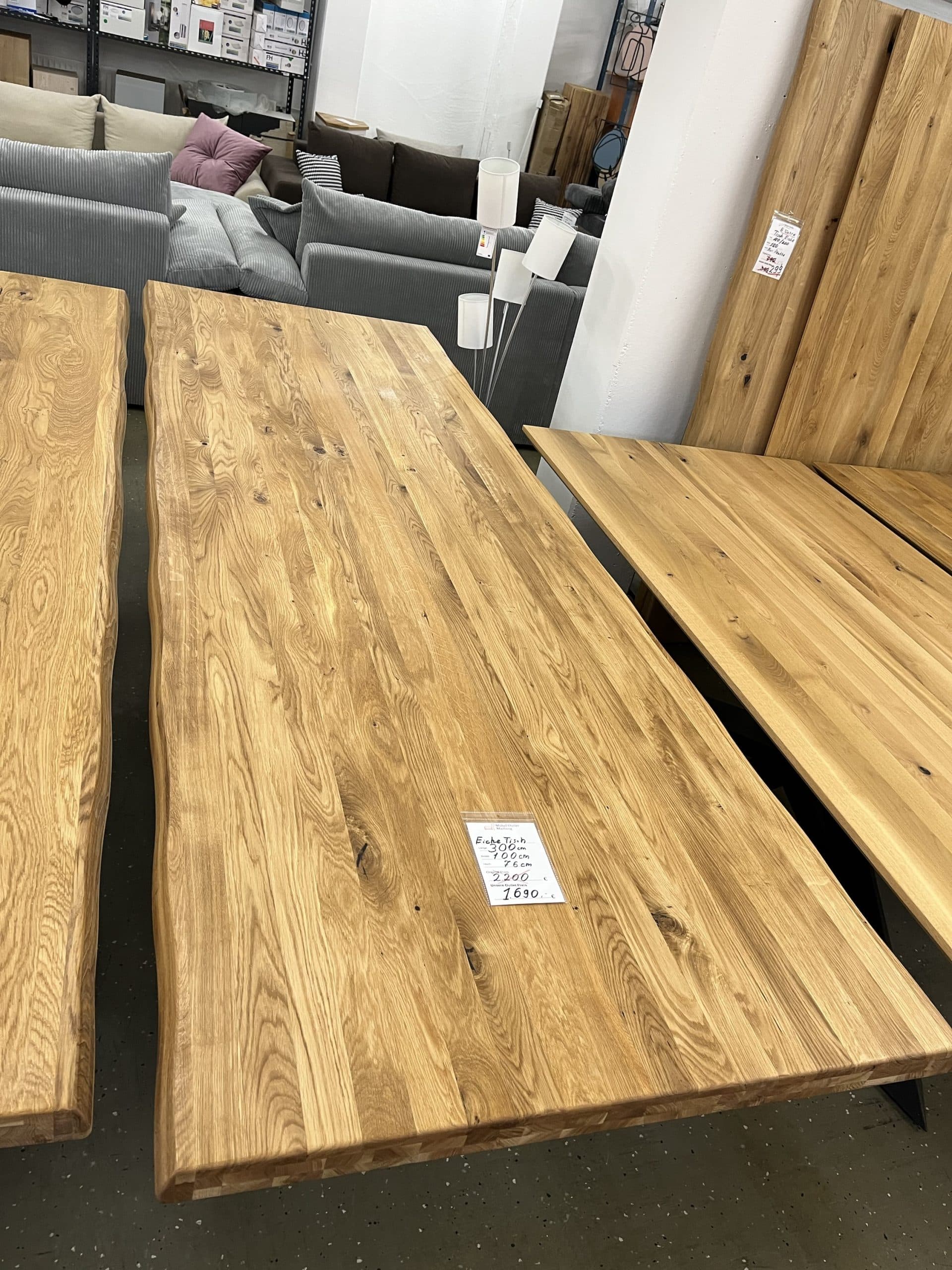Esstisch aus Eiche Massiv mit Baumkante 300x100x75 cm 60 mm Stark gedoppelt ❗️ – Bild 14