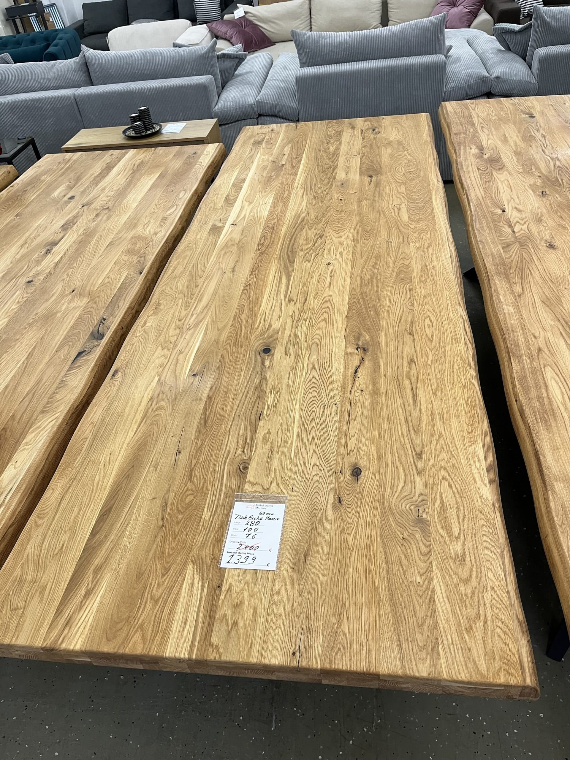 Esstisch aus Eiche Massiv mit Baumkante 300x100x75 cm 60 mm Stark gedoppelt ❗️ – Bild 13