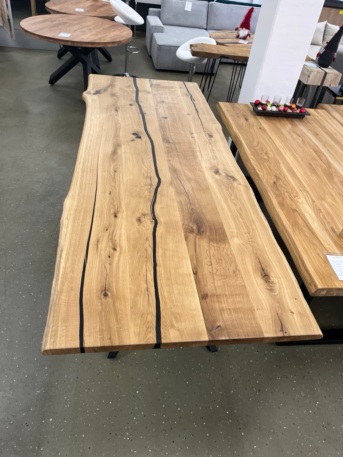 Esstisch Tisch +Massivholz Eiche VOLL 4cm +Baumkante +Epoxidharz 260x100 cm