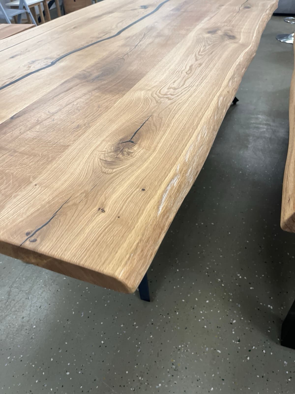 Esstisch Tisch +Massivholz Eiche VOLL 4cm +Baumkante +Epoxidharz 260x100 cm – Bild 6