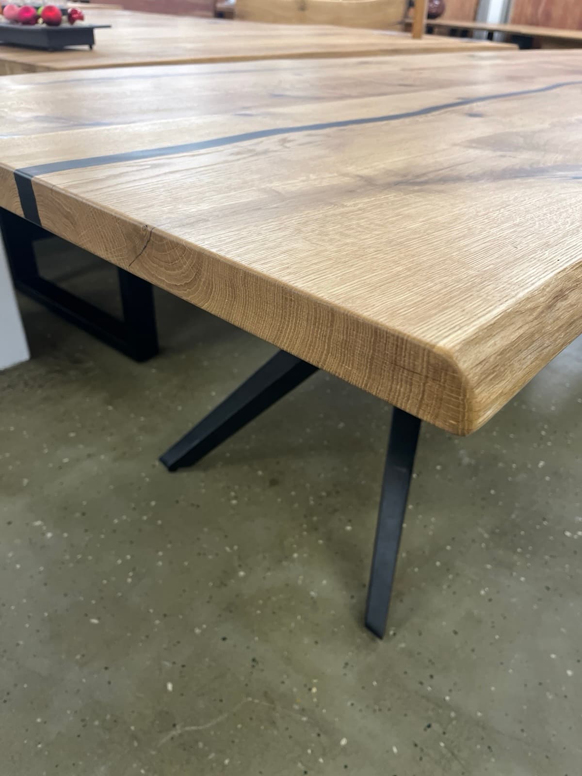 Esstisch Tisch +Massivholz Eiche VOLL 4cm +Baumkante +Epoxidharz 260x100 cm – Bild 13