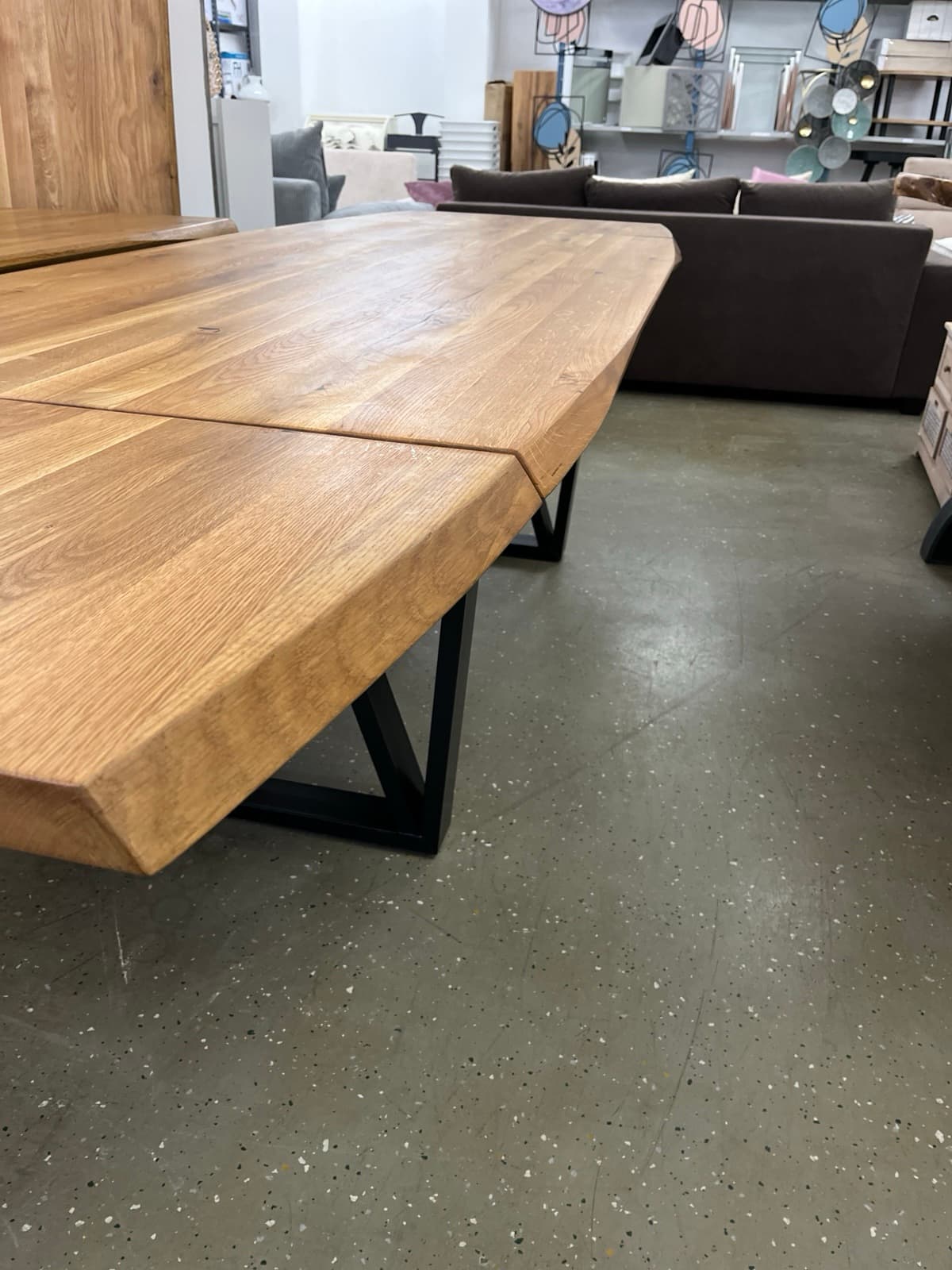 Eichentisch mit Ansteckplatte 200x100x75 bis 300 cm verlegner, Wildeiche massiv geölt, – Bild 5