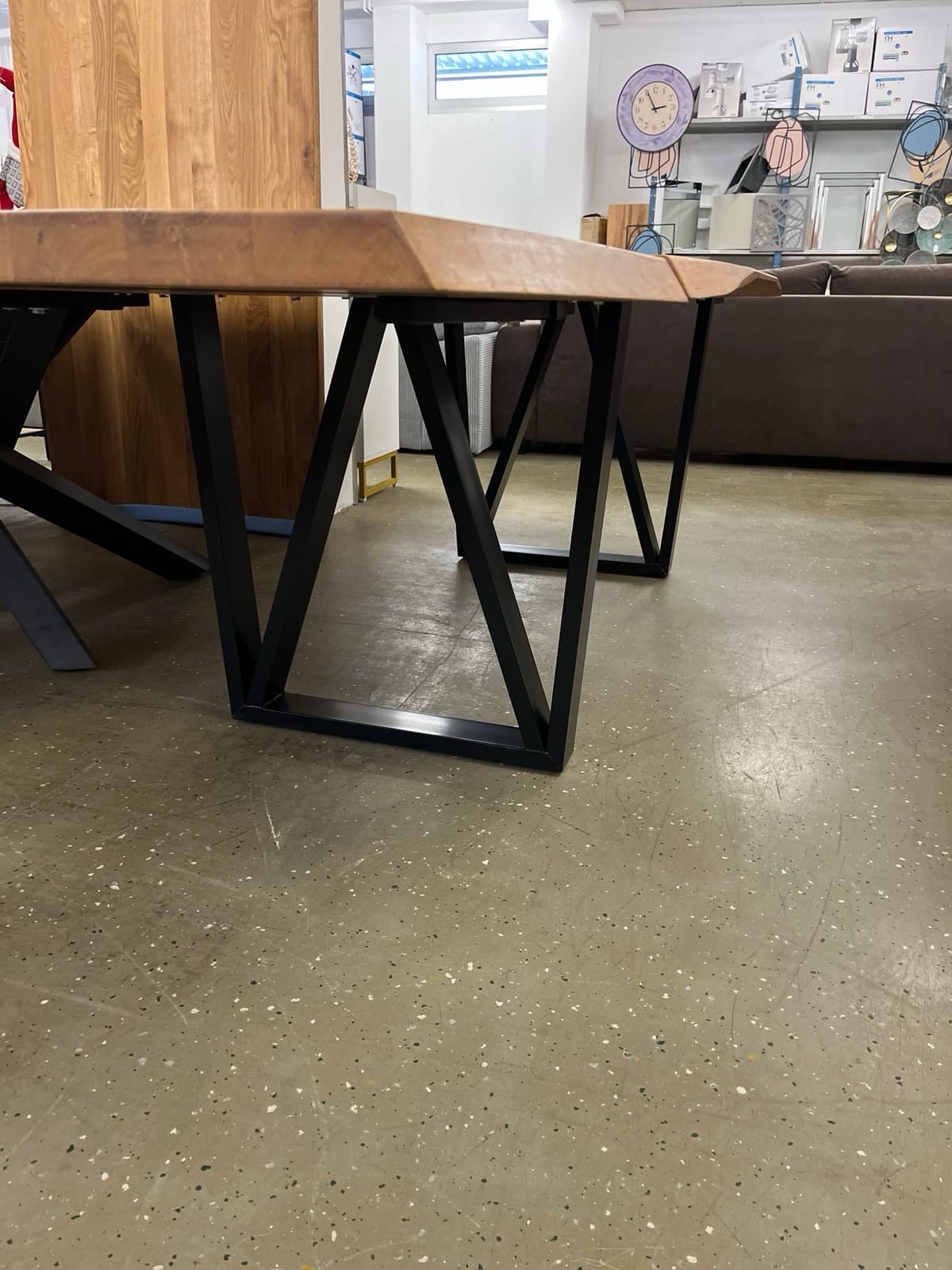 Eichentisch mit Ansteckplatte 200x100x75 bis 300 cm verlegner, Wildeiche massiv geölt, – Bild 6