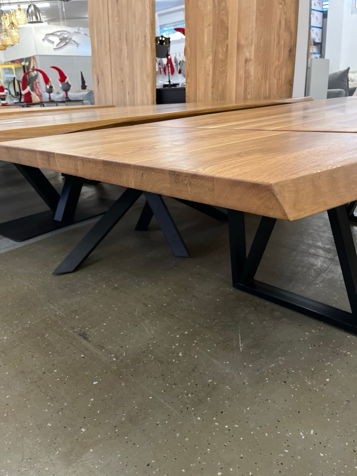 Eichentisch mit Ansteckplatte 200x100x75 bis 300 cm verlegner, Wildeiche massiv geölt, – Bild 7