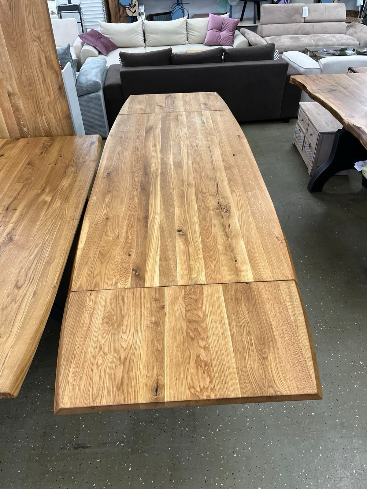 Eichentisch mit Ansteckplatte 200x100x75 bis 300 cm verlegner, Wildeiche massiv geölt, – Bild 8