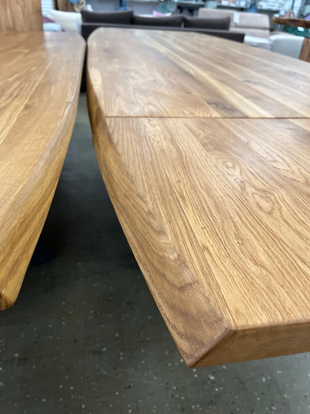Eichentisch mit Ansteckplatte 200x100x75 bis 300 cm verlegner, Wildeiche massiv geölt, – Bild 9