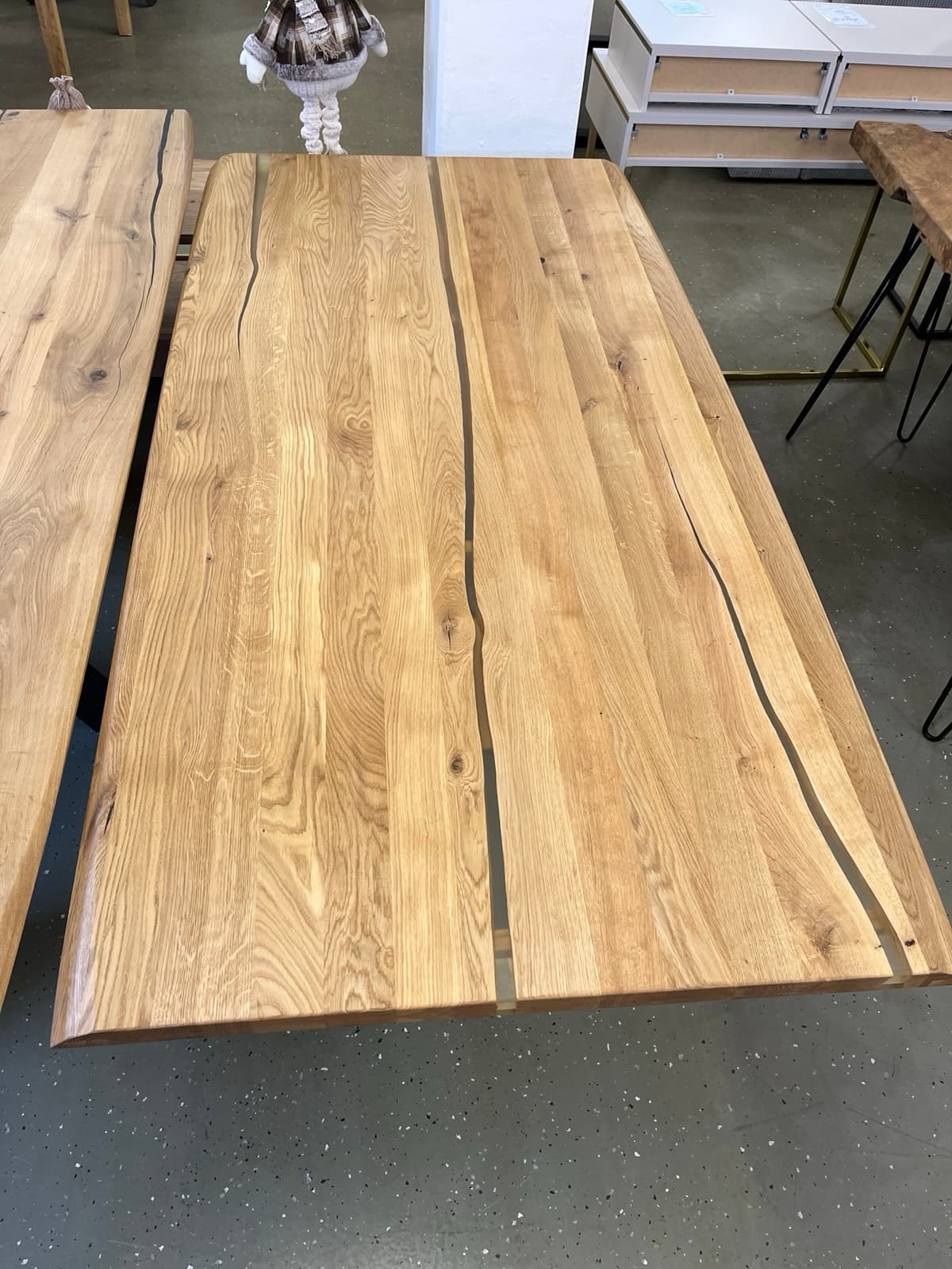Esstisch Tisch + Massivholz Eiche 200x100x75 Epoxidharz mit Stern / Doppel X und U Gestell – Bild 7
