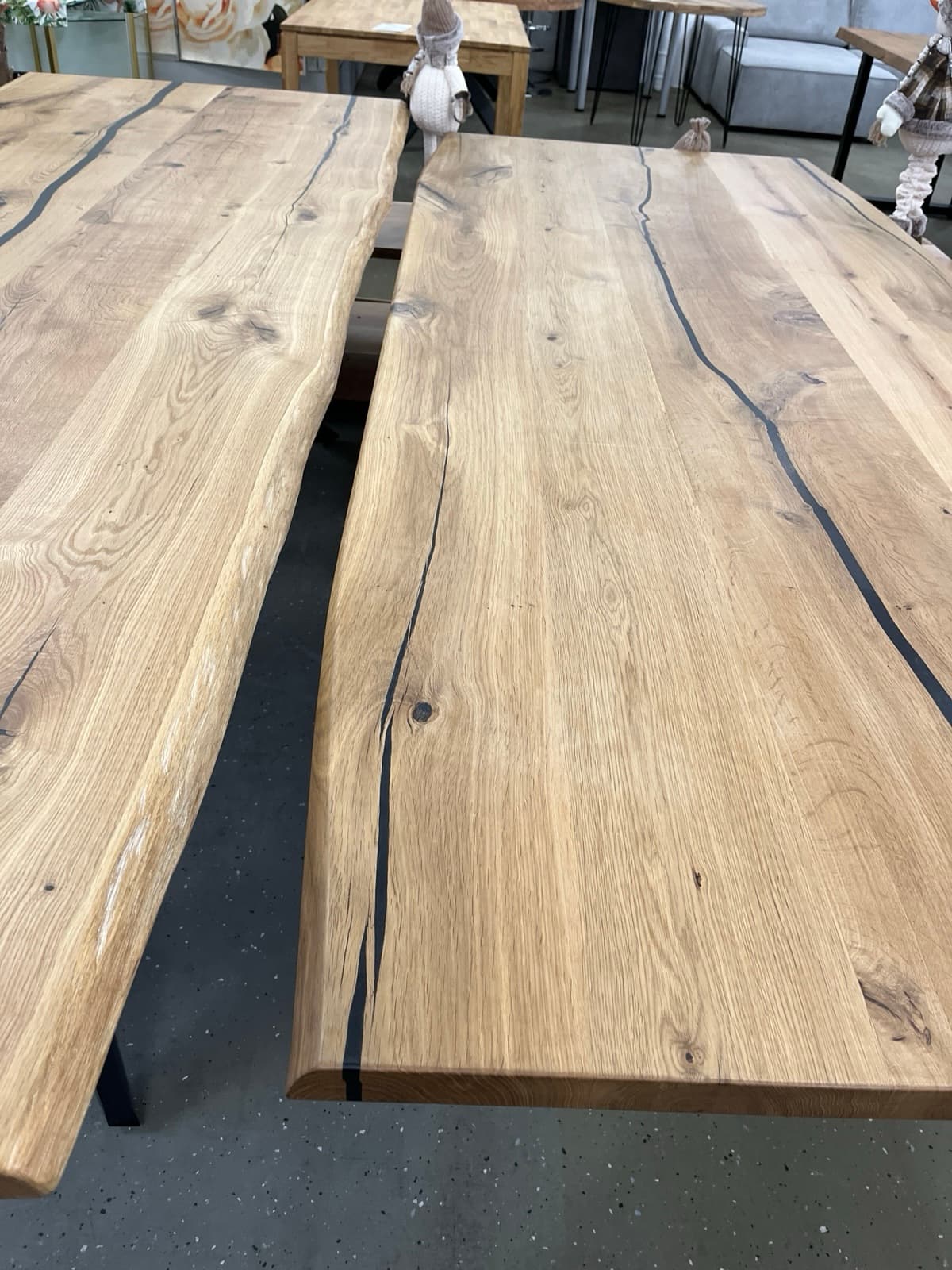 Esstisch Tisch + Massivholz Eiche 240x100x75 cm Epoxidharz mit Stern / Doppel X und U Gestell – Bild 9