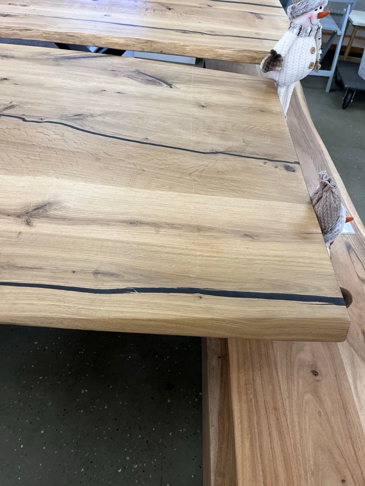 Esstisch Tisch + Massivholz Eiche 240x100x75 cm Epoxidharz mit Stern / Doppel X und U Gestell – Bild 12